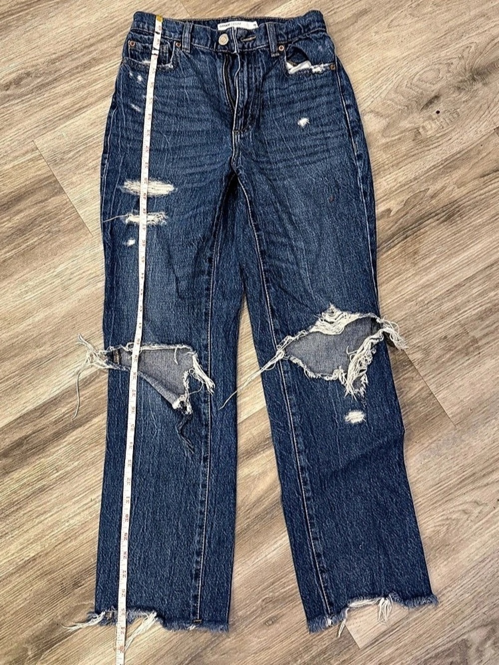 Garage Vintage Straight Jean Distressed Straight Leg Jeans Blue Waist 00